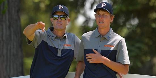 Josh McCarthy, right, with head coach Michael Beard (Pepperdine Athletics photo)