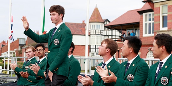 Cole Hammer during the opening Walker Cup ceremony (USGA/John Mummert)