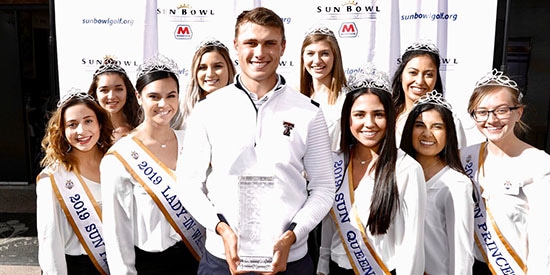 Ludvig Aberg with the Sun Queen and Court (Texas Tech Twitter photo)