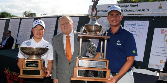 Mizuki Hashimoto (L) and Andrey Borges (Jr Orange Bowl photo)