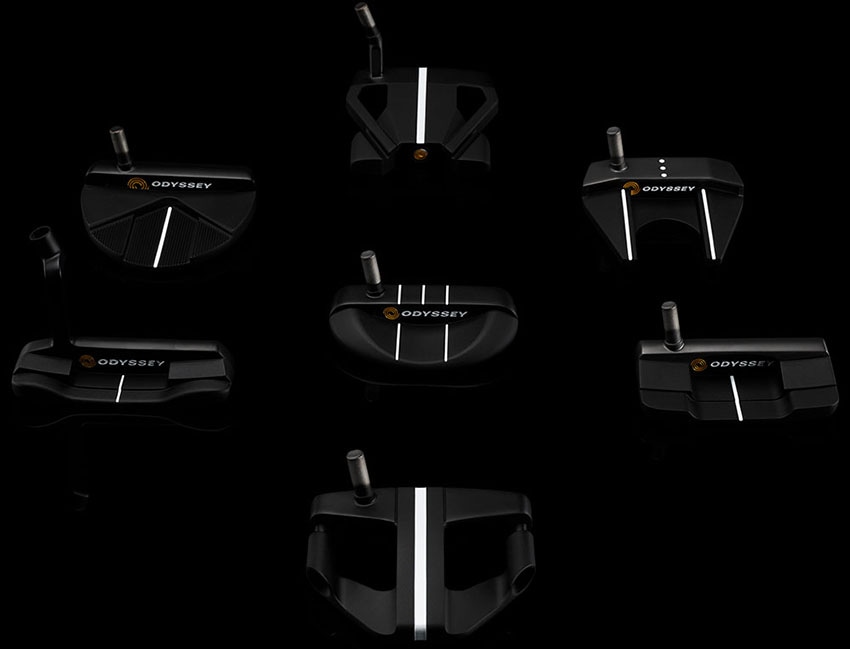 The seven Odyssey designs in Stroke Lab Black (Callaway photo)