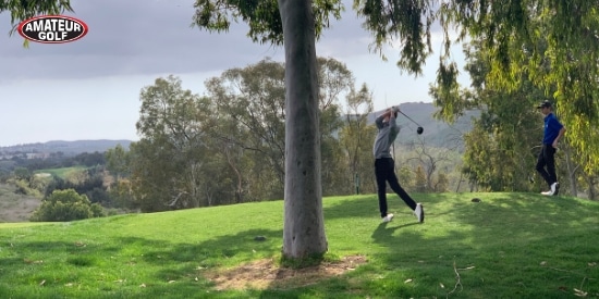 Jackson Rivera tees off on second hole of sudden death against Jack Smyth