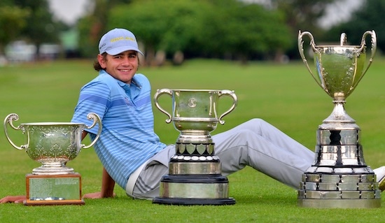 Casey Jarvis with his three major trophies