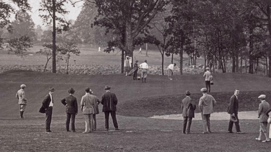John Anderson putts on Winged Foot opening day, 1923<br>(courtesy Winged Foot Golf Club)