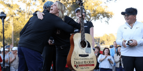 Wake Forest head coach Kim Lewellen and Darius Rucker