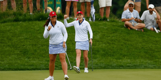 Latanna Stone (left) and Emilia Migliaccio (Chris Keane/USGA)