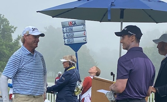 Robert Funk (left) with first round leader Mark Hensby (Robert Funk photo)