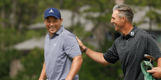 NHL referee Garrett Rank (R) and Joseph Deraney are onto the Round of 16. (USGA/Chris Keane)