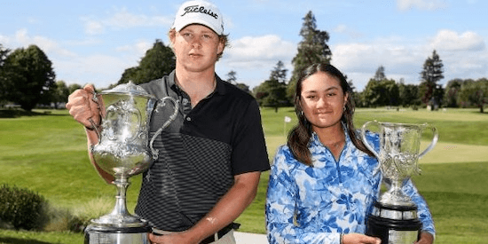 Sebastian May (Left) and Faith Vui (Golf NZ Photo)