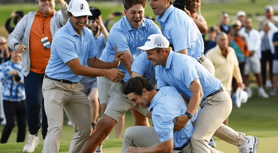 Auburn celebrates the winning point (Auburn Athletics Photo)