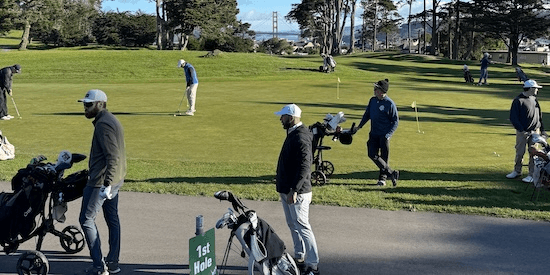 Players getting ready to start their rounds as the 109th SF City gets underway