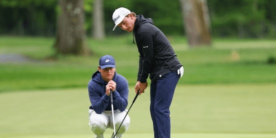 Will Hartman and Tyler Mawhinney compete during the 2025 U.S. Amateur Four-Ball Championship at Plainfield Country Club. Photo: © USGA