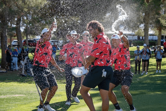 Dylan Bercan and the Vulcans celebrate another title (photo by Nicholas Schultz)