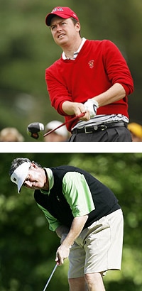 Nathan Smith (top) and Mike McCoy each<br>shot 3-under 140 to share medalist honors<br>at the U.S. Mid-Amateur at Kiawah Island