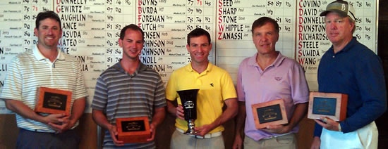 Mid-Am Runners-up Adam Petrocelli (far left) and Ricky Stockton (2nd from left)<br>Masters runner-up Steve Donnelly is on far right