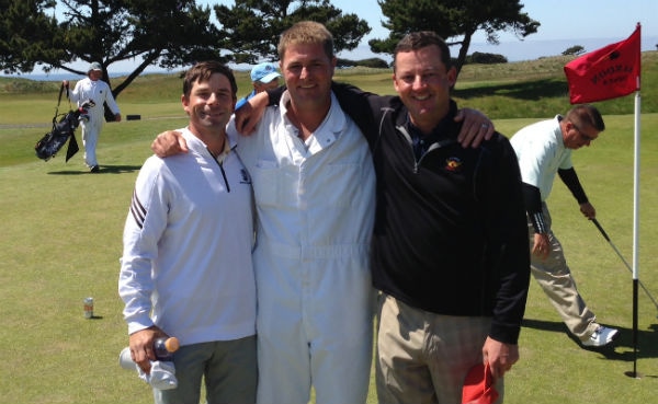 Andrew Matagrano (left) and Greg Wardle (right) with caddie Joey Russell (amateurgolf.com photo)