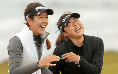Hannah O'Sullivan (left) and her partner<br>Robynn Ree (Photo by Steven Gibbons/USGA)