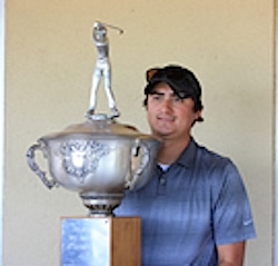 Austin Hannah goes home with the<br> 2015 Mid-Amateur trophy<br>Photo courtesy OGA
