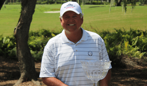 Peter Wegmann with Florida Senior Match Play trophy <br>(FSGA Photo)</br>