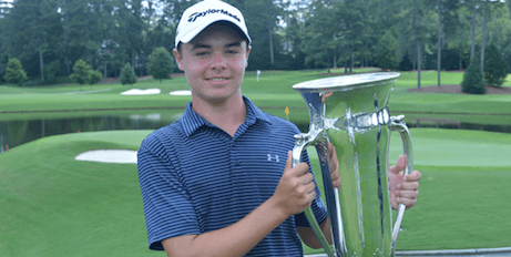 Colin Bowles hoists Georgia Amateur trophy <br>(GSGA Photo)</br>
