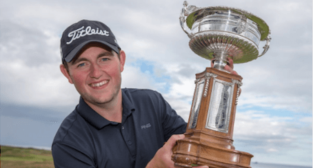 George Duncan holds Scottish Amateur trophy <br>(Scottish Golf Photo)</br>