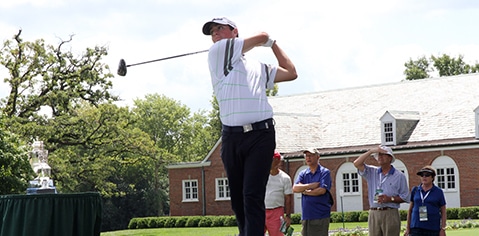 Davis Riley during Friday play <br>(Western Golf Association Photo)</br>