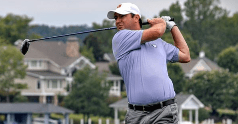 Matt Chandler watches a tee shot at Water’s Edge Country Club <br>(VSGA Photo)