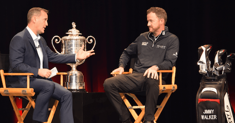 Peter Sands (L) and Jimmy Walker (R) at the Titleist PGA Merchandise Show <br>(AmateurGolf.com Photo)