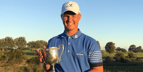 Cameron John with his Australian Boys’ Amateur trophy <br>(Golf Australia Photo)