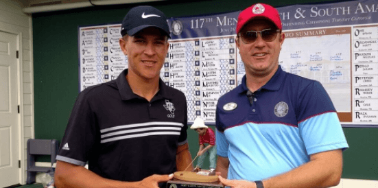 Cameron Champ (L) with Tournament Director Brian Fahey (R) <br>(Pinehurst Resort Photo)