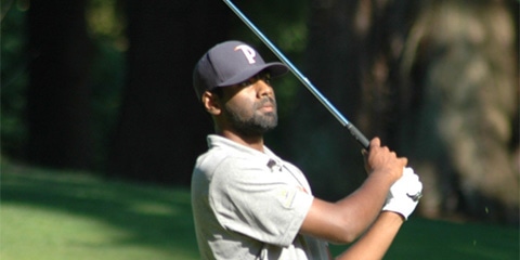 Sahith Theegala broke away from the pack with two sub-70 rounds on Thursday<br>(Sahalee photo)