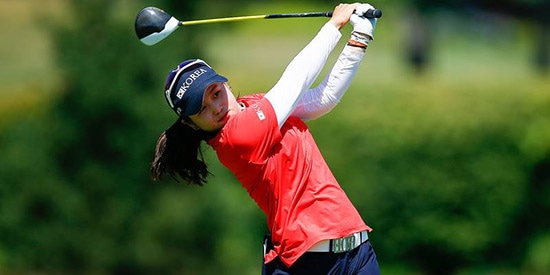 Hye-Jin Choi finds herself near the top of the U.S. Women's Open leaderboard<br>(USGA photo)