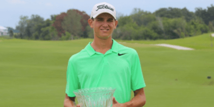 Davis Harrison with the Florida Junior Match Play trophy <br>(FSGA Photo)