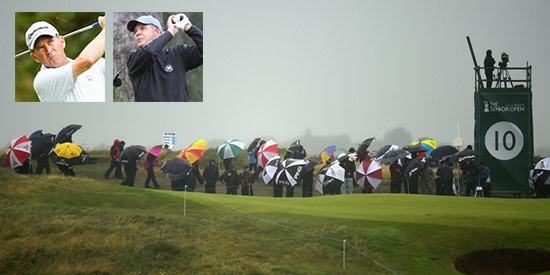 Chip Lutz (L) and Randy Haag (R) battled the conditions and made it to the weekend<br>(Golfweek photo)
