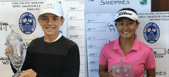 Boys' winner Drew Warford (L) and Girls' victor Brittany Kwon (R) <br>(PNGA Photo)