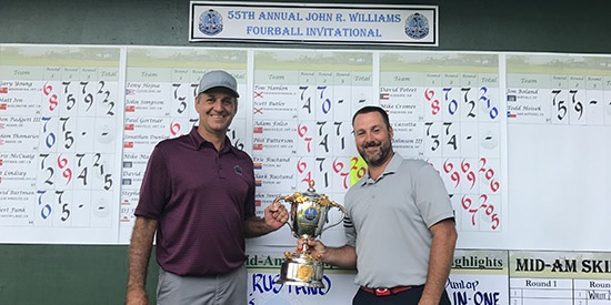 Eric (L) and Clark (R) Rustand are the 55th Annual John R.<br>Williams Four-Ball Invitational champions (Oak Hill CC photo)
