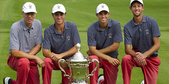 USA captain Jim Vernon, Justin Thomas, Chris Williams and Steven Fox<br>(USGA photo)