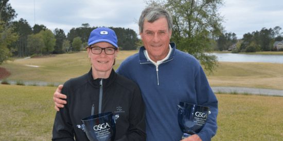 Shelly White (L) and Larry White (R) capture Georgia Mixed Team title <br>(GSGA Photo)