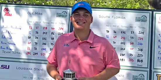 Braden Thornberry picked up his 11th career college win (Ole Miss photo)