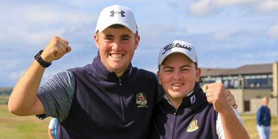 Caolan Rafferty (right) with caddie Eoin Murphy (IGU photo)