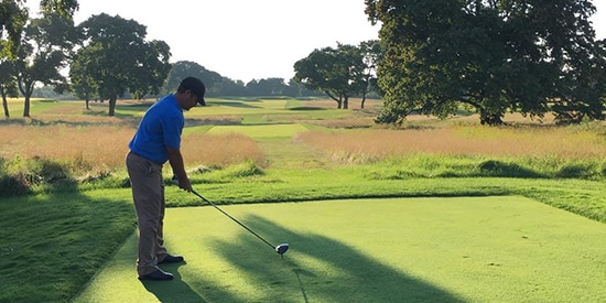 Ben Hogan tees off at Chicago Golf Club (Courtesy Ben Hogan)