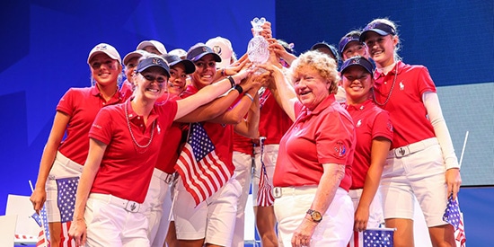 The 2015 winning U.S. Junior Solheim Cup team (Solheim Cup/Twitter photo)