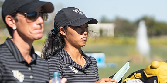 UCF head coach Emily Marron with freshman Elizabeth Moon (UCF Athletics photo)