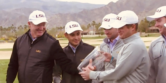 LSU coach Chuck Winstead (left) and his team eye their Prestige prize in the desert