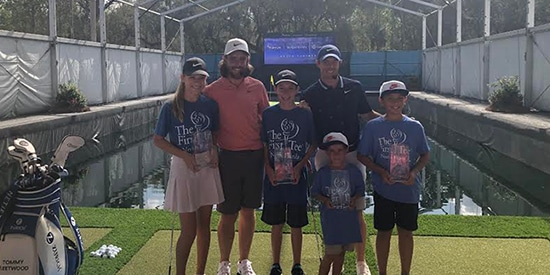 Tommy Fleetwood and Rory McIlroy during their clinic (First Tee North Florida photo)