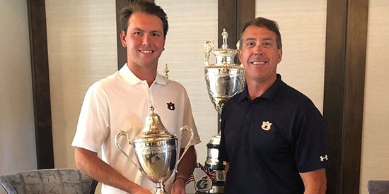 Jovan Rebula (L) with Coach Nick Clinard (Auburn University photo)