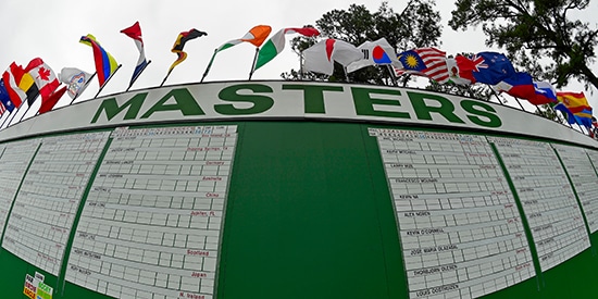 The Masters leaderboard (Augusta National image)