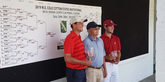 Charlie Miller, Tournament Chairman Stewart Causey, runner-up Sims Abney (Twitter photo)