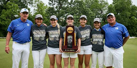 Duke head coach Dan Brooks (far left) (Walt Beazley, Razorbacks Athletics Communications)