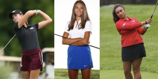 Blair Stockett (L), Marissa Wenzler, and Mary Parsons (R) share a lead with Brooke Biermann